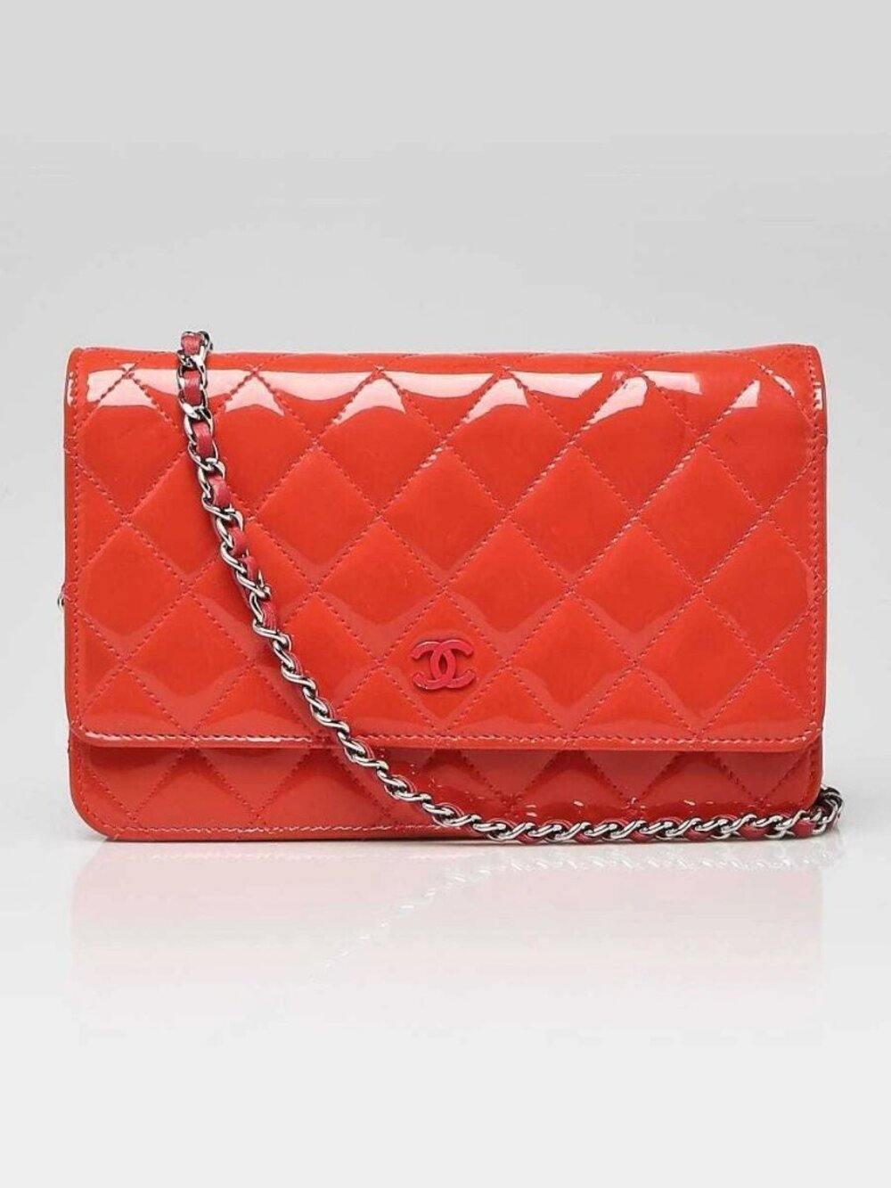 Chanel Pink Quilted Patent Leather Classic WOC Clutch Bag